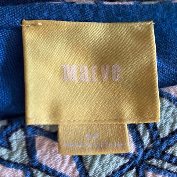 Anthropologie Maeve Blue Green White Geometric V Neck Sleeveless Dress Size 8P - Picture 5 of 10